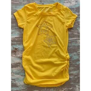 10/12 Sugah & Honey Girls Youth Yellow Tshirt Tunic Rouched Sides Star Detail